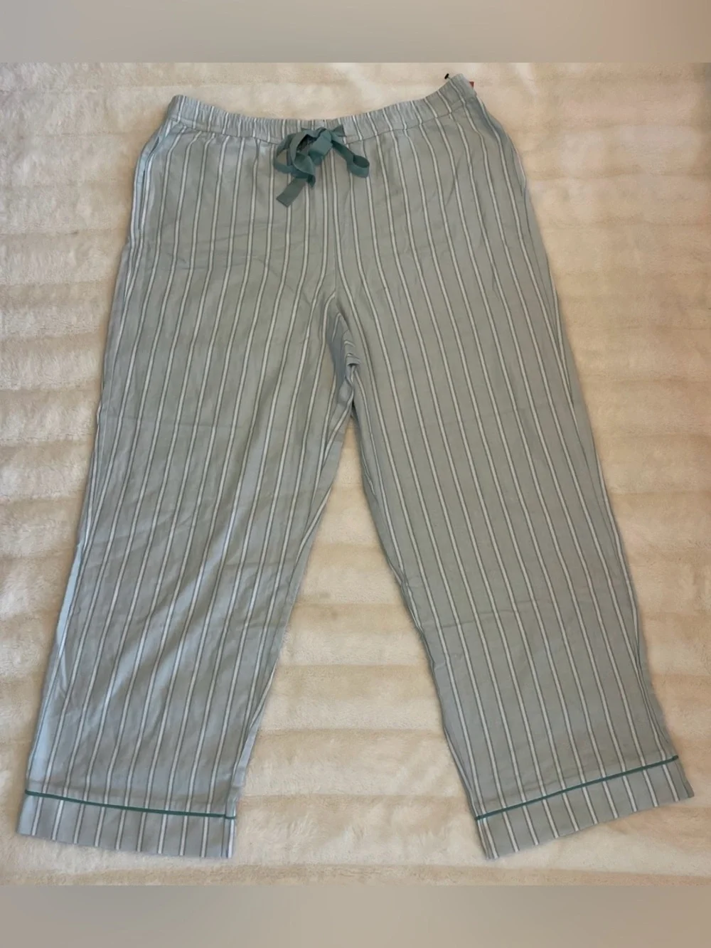 State of Day Women's Flannel Pajama Pants mint stripe XL elastic drawstring